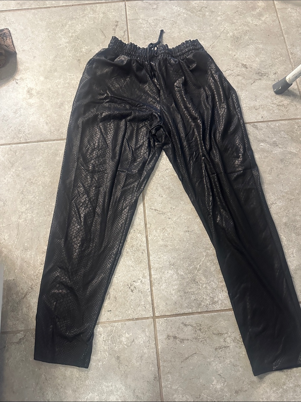 Cherish Black Faux-Snake Track Pants